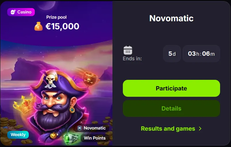 Novomatic-turneringen hos Verde Casino med 15 000 euro i prispott